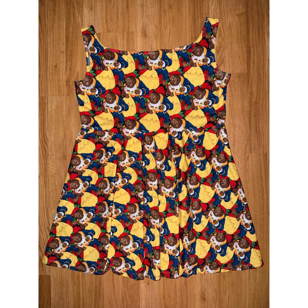 Disney Beauty and the Beast Belle Skater Dress Sleeveless Blue Yellow 2XL